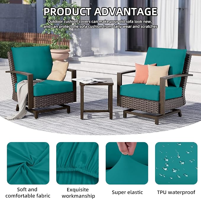 12Pcs Outdoor Cushion Covers, Patio Cushion Covers, Stretch Elastic Slipcovers - Image 3