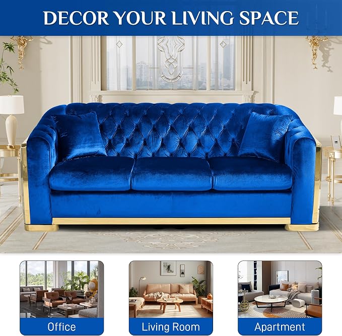 DAMAIFROM Mid Century Modern Chesterfield Sofa Couch, 6 Seat Tufted Sofas - Image 8