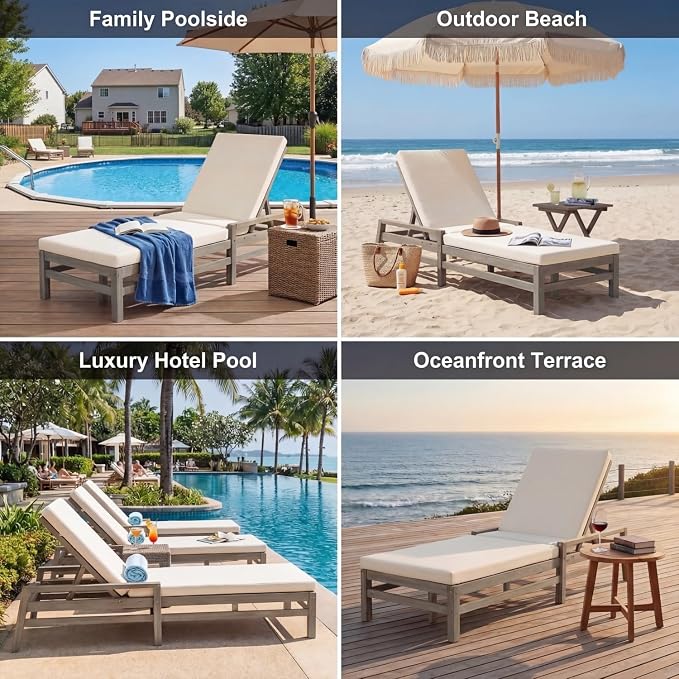 Outdoor Chaise Lounge Chair Set of 3, Patio Chaise Lounge Recliner - Image 9