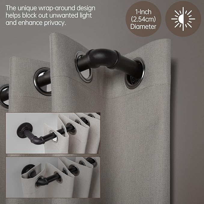 Zeerobee Curtain Rods for Windows 66 to 120, 1 Inch Industrial Wrap Around - Image 3