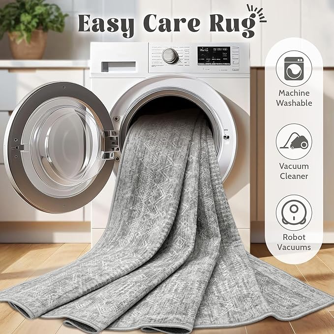 6x9 Area Rugs for Living Room: Washable Moroccan Geometric Boho Rug Farmhouse - Image 4