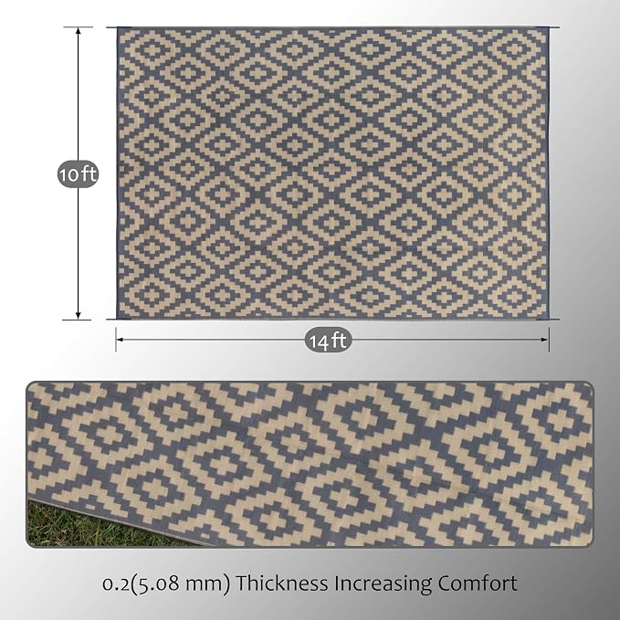 SAND MINE Reversible Mats, Plastic Straw Rug, Modern Area Rug, Large Floor Mat - Image 2