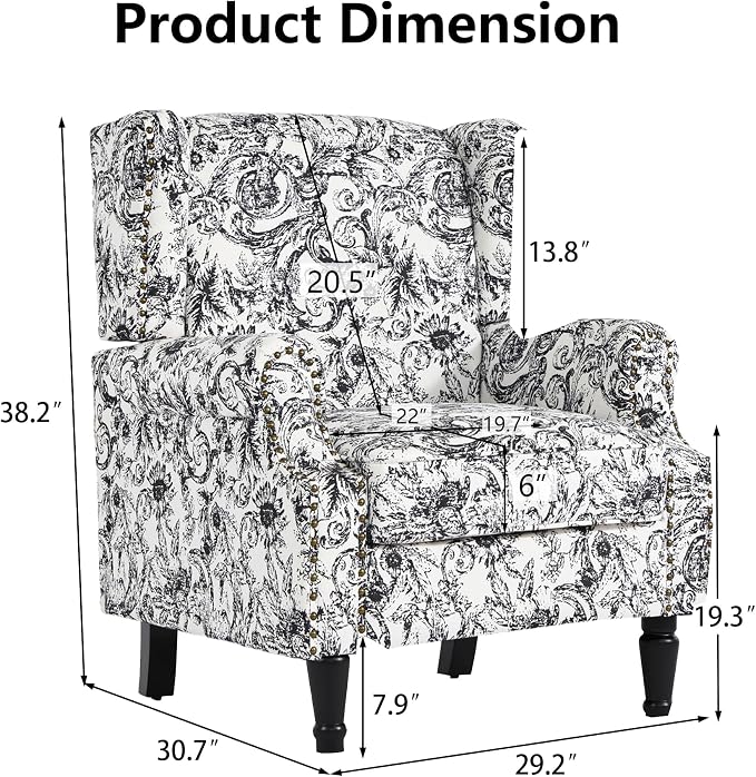 Pia Ricco High Back Floral Accent Chair - Image 2