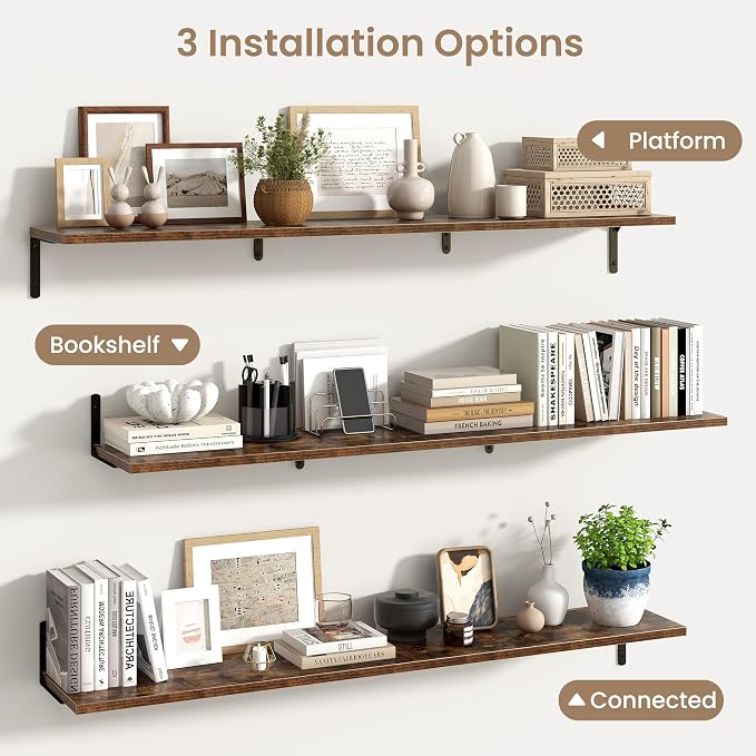 Fun Memories Deep Floating Shelves, 55W x 8D Floating Shelves Set of 2 - Image 5