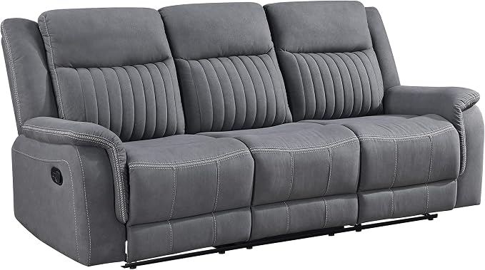 Lexicon Manual Double Reclining Sofa, Polished Microfiber Upholstered 3 Seater - Image 7