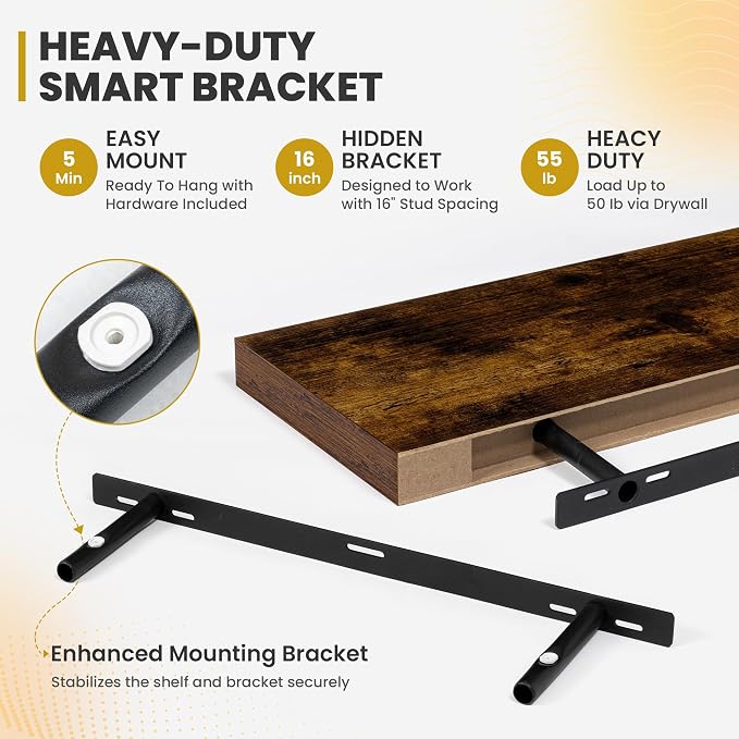 Acovy 30 Inch Floating Shelves, 9.3" Deep Floating Shelf Wall Mounted, Rustic - Image 7