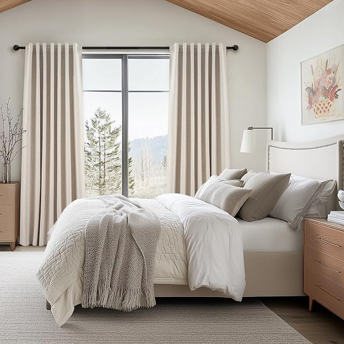 Topfinel Custom Drapery 92 Inch Long Blackout 2 Panels Neutral Linen Blackout - Image 7