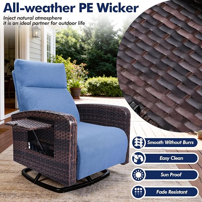 ZZW Outdoor Recliner Chair Set of 2, Wicker Patio Recliners - Image 5