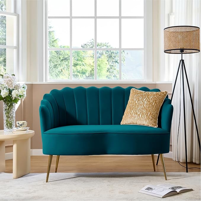 HULALA HOME Velvet Loveseat Sofa by HULALAHOME