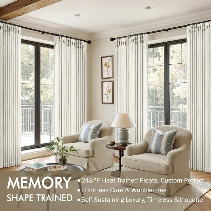 MIULEE Pinch Pleated Linen Curtains 96 Inches Long 2 Panels - Image 2