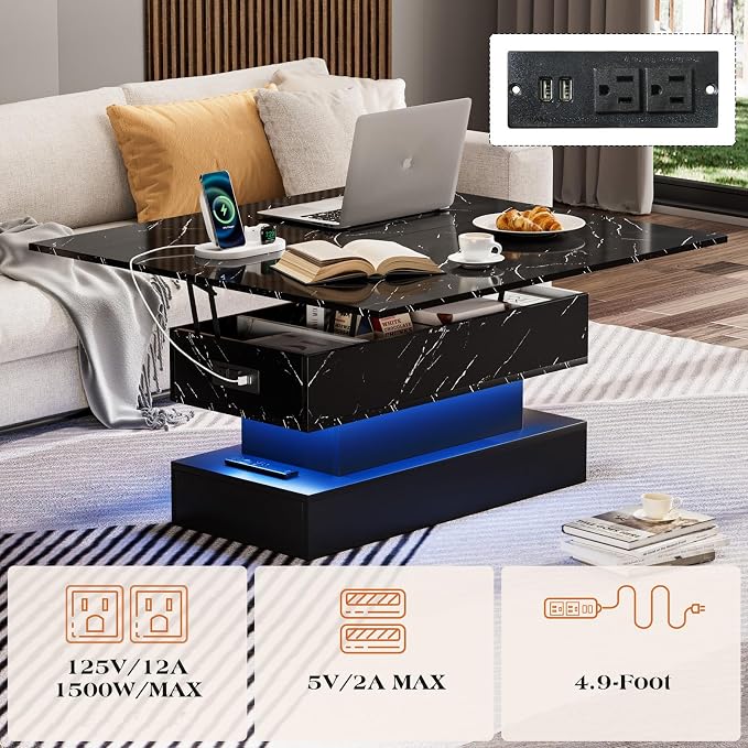 SYESWAY 39.4" Lift Top Coffee Table - Image 3