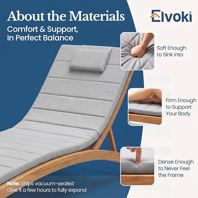 Quilted Chaise Lounge Outdoor Patio Furniture Cushions | Water-Resistant Patio - Image 4