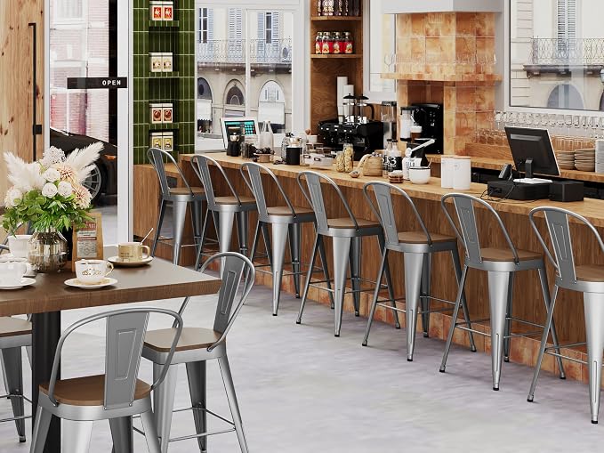 Andeworld Metal Bar Stools Set of 4, 26 inch Counter Height Barstools - Image 8