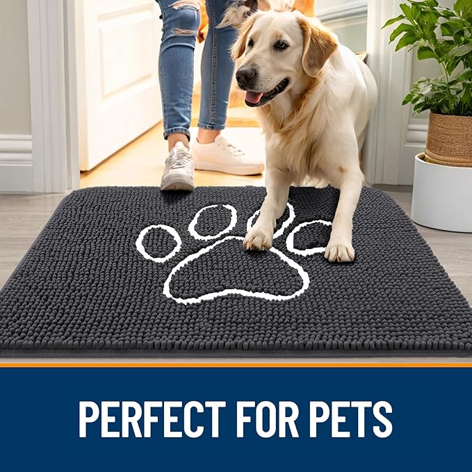 OLANLY Dog Door Mat for Muddy Paws 36x24, Paw Print Design, Absorbs Moisture - Image 6
