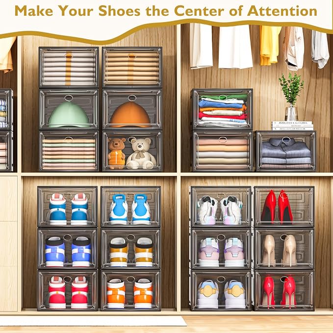 12 Pack Clear Shoe Storage Organizer - Image 2