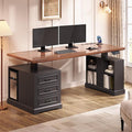 SEDETA Farmhouse Electric Standing Desk, Storage Shelves, Power Outlets by SEDETA