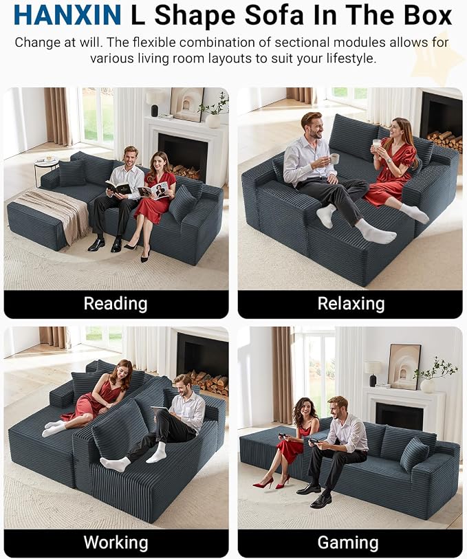105 Inch Cloud Sectional Couch, Modern Modular Sectional Sofa - Image 3
