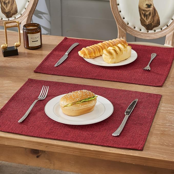 BALCONY & FALCON Placemats Set of 4 Faux Linen Cloth Place Mats Washable - Image 6