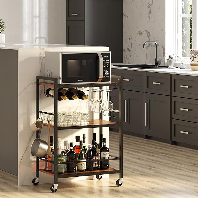 TUTOTAK Bar Cart, Serving Cart for Home, Microwave Cart, Drink Cart, Mobile - Image 2