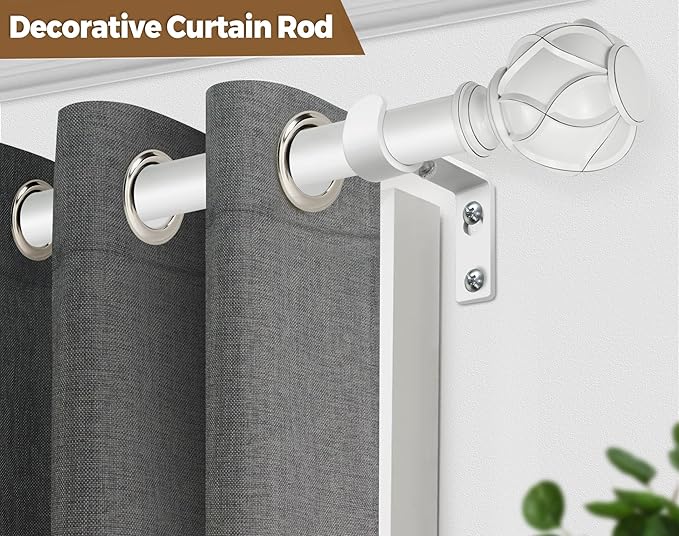 KAMANINA Curtain Rods for Windows 48 to 84 Inch, 7/8 Inch Decorative Drapery - Image 5