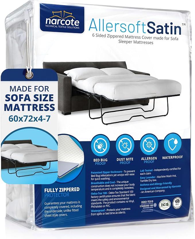 Allersoft| Queen Sleeper Sofa Mattress Cover by Allersoft