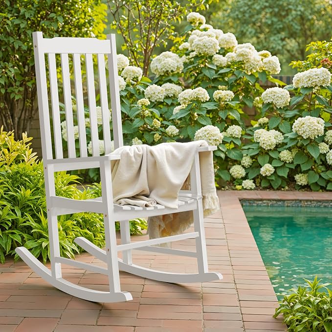 Flamaker Outdoor Rocking Chair Oversized Wooden Patio Chairs - Image 2