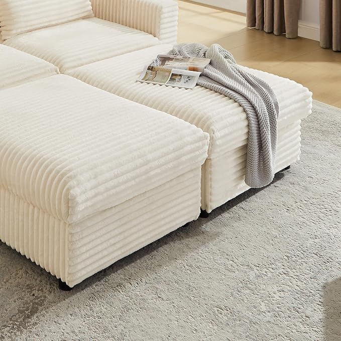 35.3" Corduroy Ottoman with Storage Oversized Ottoman - Image 7