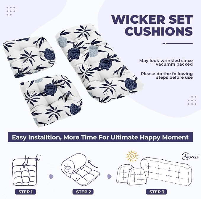 DANGHOOGY Wicker Chair Cushions, Waterproof Outdoor Loveseat Cushions - Image 6