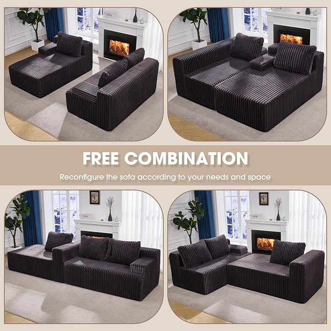 Hobestluk Modular Sectional Sofa Couches L-Shape Couch 3 Seat Modular Sofa - Image 5