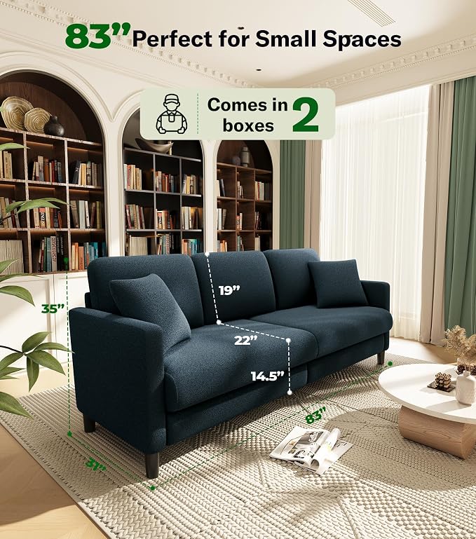 Welzona 83" Couches for Living Room, Teddy Sofa Couch, Comfy Sofas for Living - Image 2