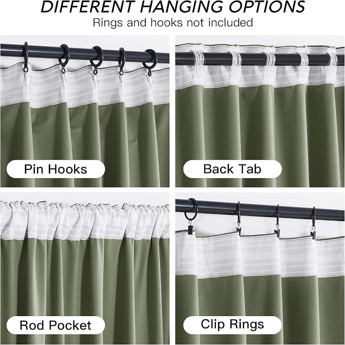 RYB HOME Sage Green Velvet Curtains 96 inch, Room Darkening Super Soft Velvet - Image 4