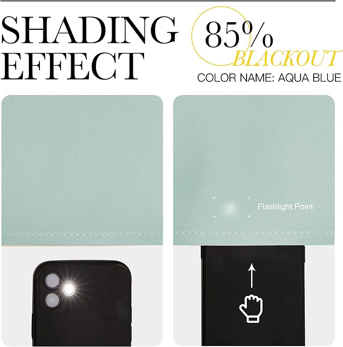 NICETOWN Aqua Blue Blackout Curtain Panels 48 inch Long Set of 2 - Image 4