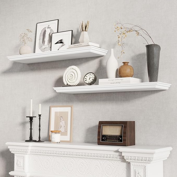 Fun Memories Floating Shelves 36 Inch Long, 9.3 Inch Deep Classic Crown Molding - Image 2