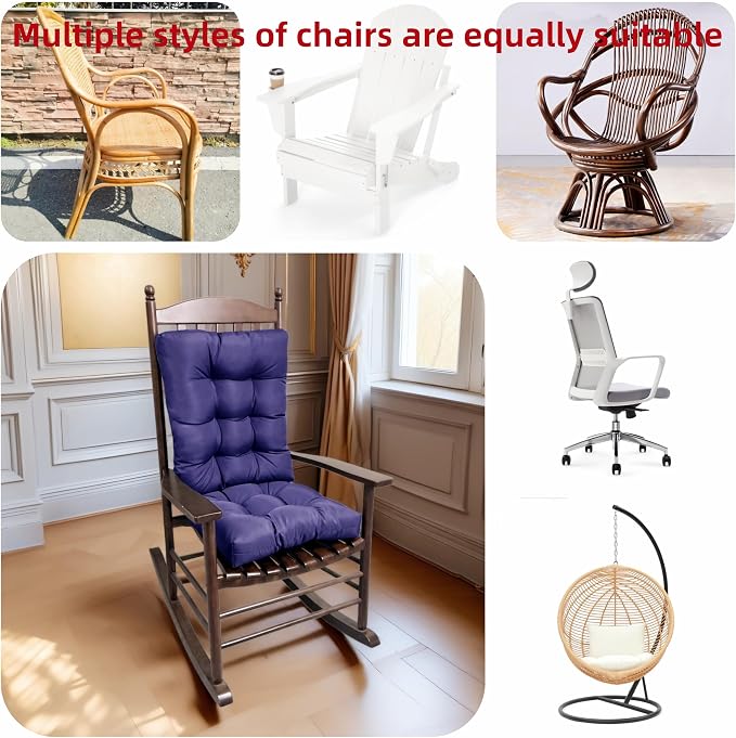 Chair Cushion Set for Rocking Chair, Rocking Chair Cushion, Overstuffed Seat - Image 7