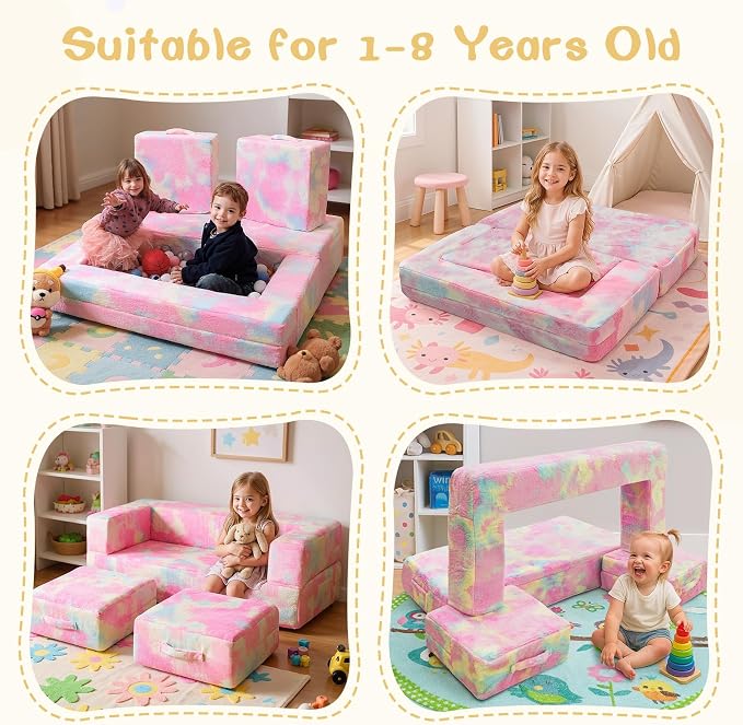 Cvortll Modular Kids and Toddler Play Couch, Convertible Folding Sofa, 3-in-1 - Image 4