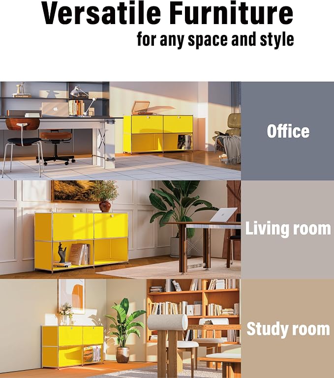 Metal Sideboard with 2 Flap Doors, DIY Modern Home Furnishing, Foyer - Image 6