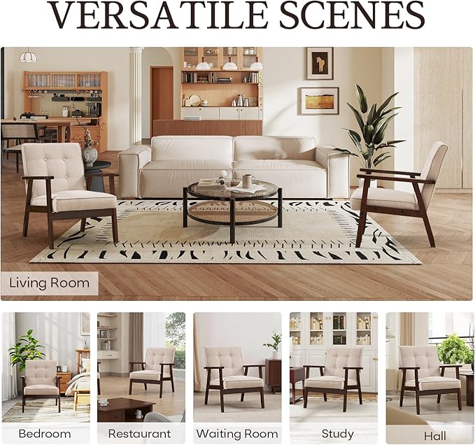 Bonzy Home Mid-Century Modern Accent Chair, Upholstered Fabric Armchair - Image 6