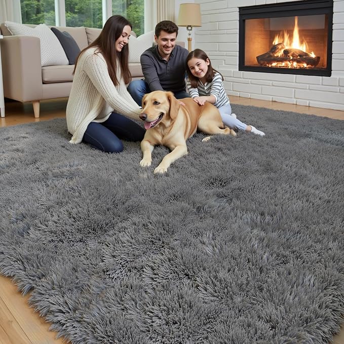 Area Rugs 10x14 Living Room, Shaggy Carpet Soft Plush Furry Bedside Rug Large - Image 3