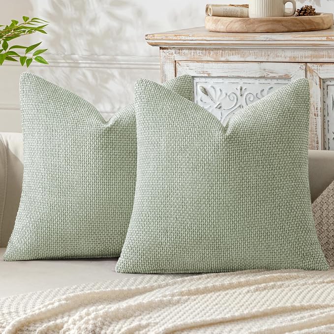 MIULEE Pack of 2 Couch Throw Pillow Covers 18x18 Inch Light Green Modern Boho by MIULEE