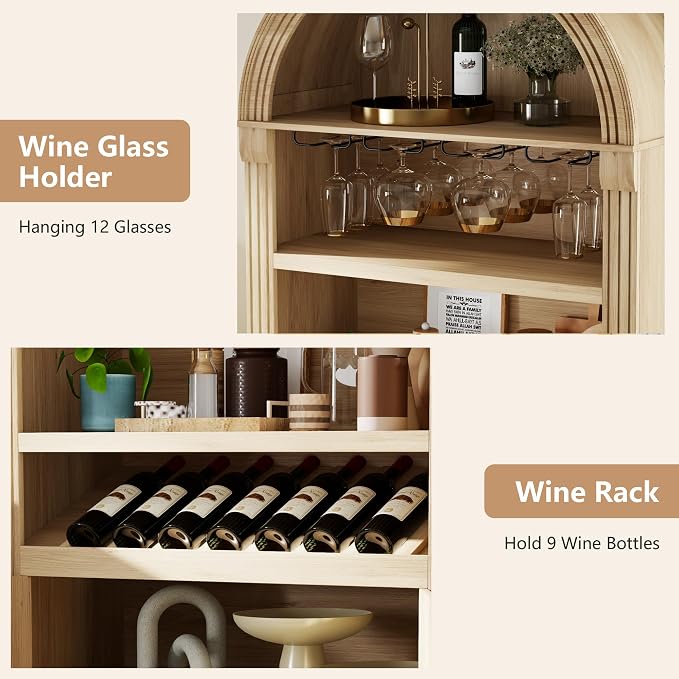 71" Tall Arched Wine Bar Cabinet - Image 5