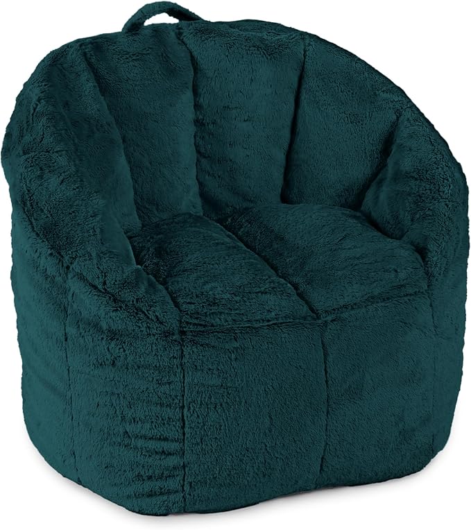 Big Joe Milano Bean Bag Chair for Kids, Ultra-Soft Emerald Plushie Polyester by BigJoe