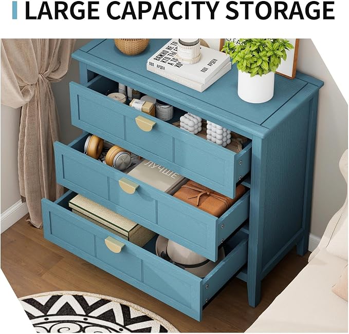 31.5" Accent Storage Cabinets, Modern 3-Drawer Decorative Side Table - Image 3