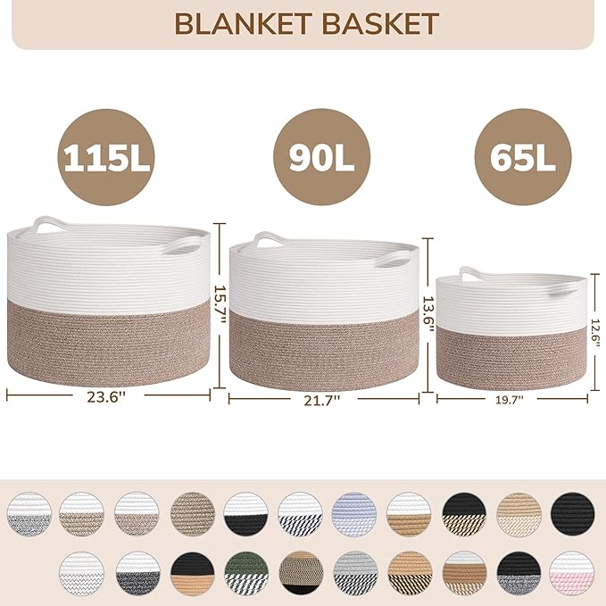 INDRESSME 115L Extra Large Rope Basket, Organizing Storage - Image 7