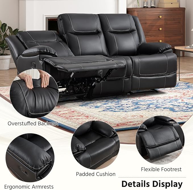 ANJ Premium Genuine Manual Reclining Sofa Set, Included Manul Recliner Chair - Image 5