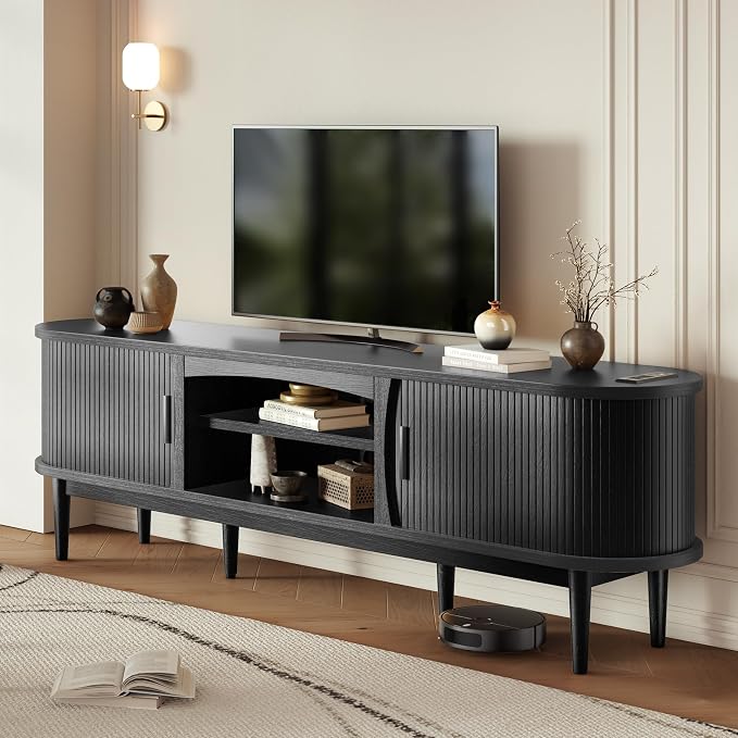 Decofy Mid Century TV Stand for TVs up to 90 Inches, Entertainment Center - Image 7