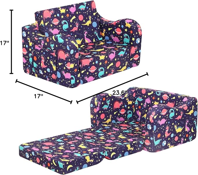 MOMCAYWEX Kids Sofa, 2-in-1 Flip-Out Foam Couch, Foldable Soft Play Lounge Chair - Image 3