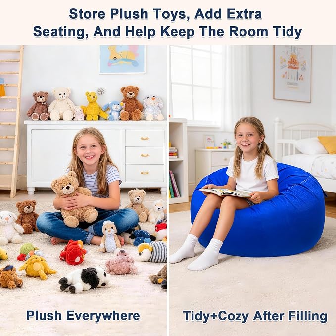 Lukeight Stuffed Animals Storage Bean Bag Chair Cover - Image 6