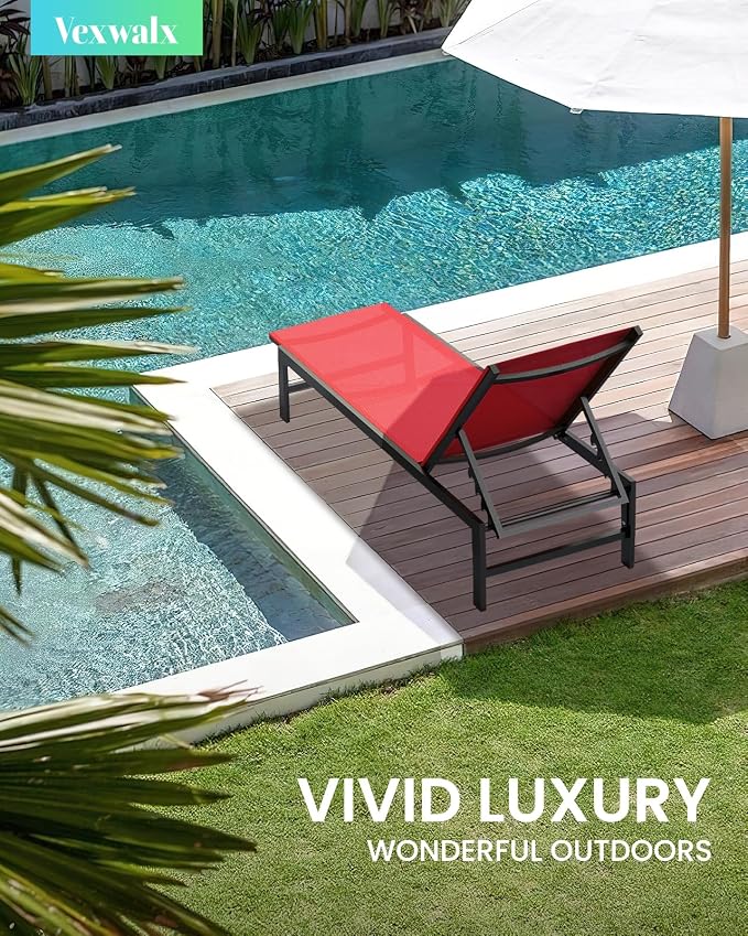 Vexwalx Outdoor Lounge Chair for Pool, Aluminum Chaise Lounge Chairs - Image 2