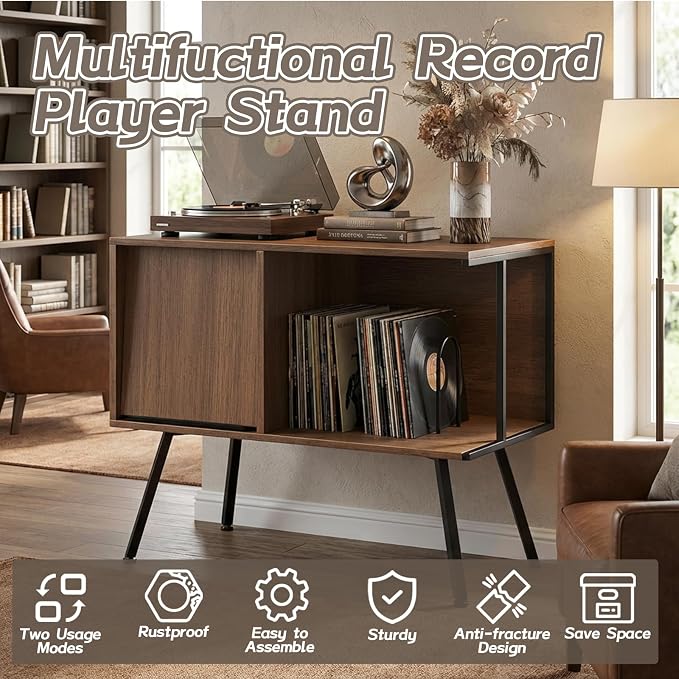 Faesun Flip Top Record Player Stand, Large Turntable Stand Holds up to 150+ - Image 7