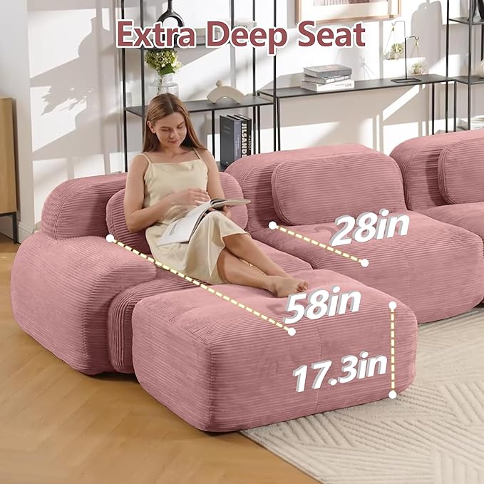 Boneless Sectional Couch, No Assembly Required, 81.8” U Shaped Modular Cloud - Image 5